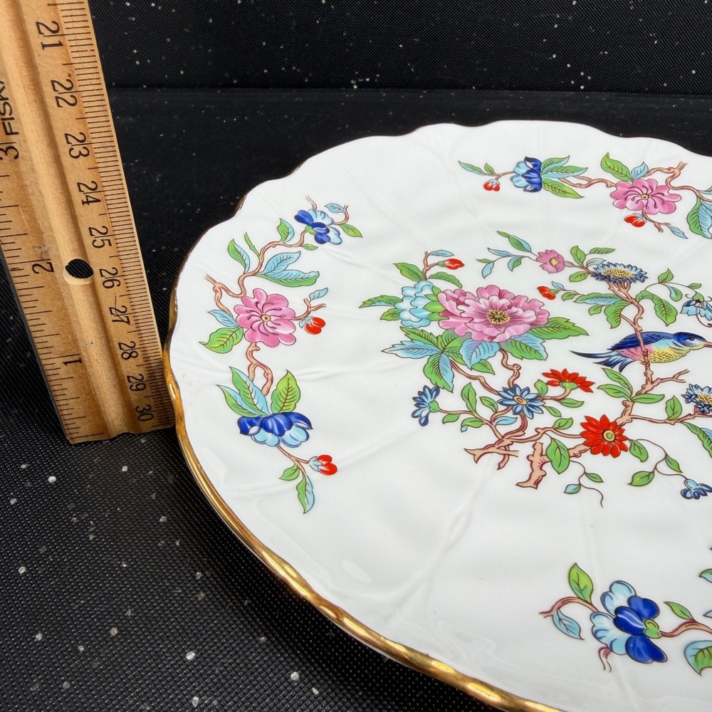 Aynsley Pembroke Fine Bone China Plate 8 Inch Bird Floral Gold Gilded Scalloped - Picture 3 of 12